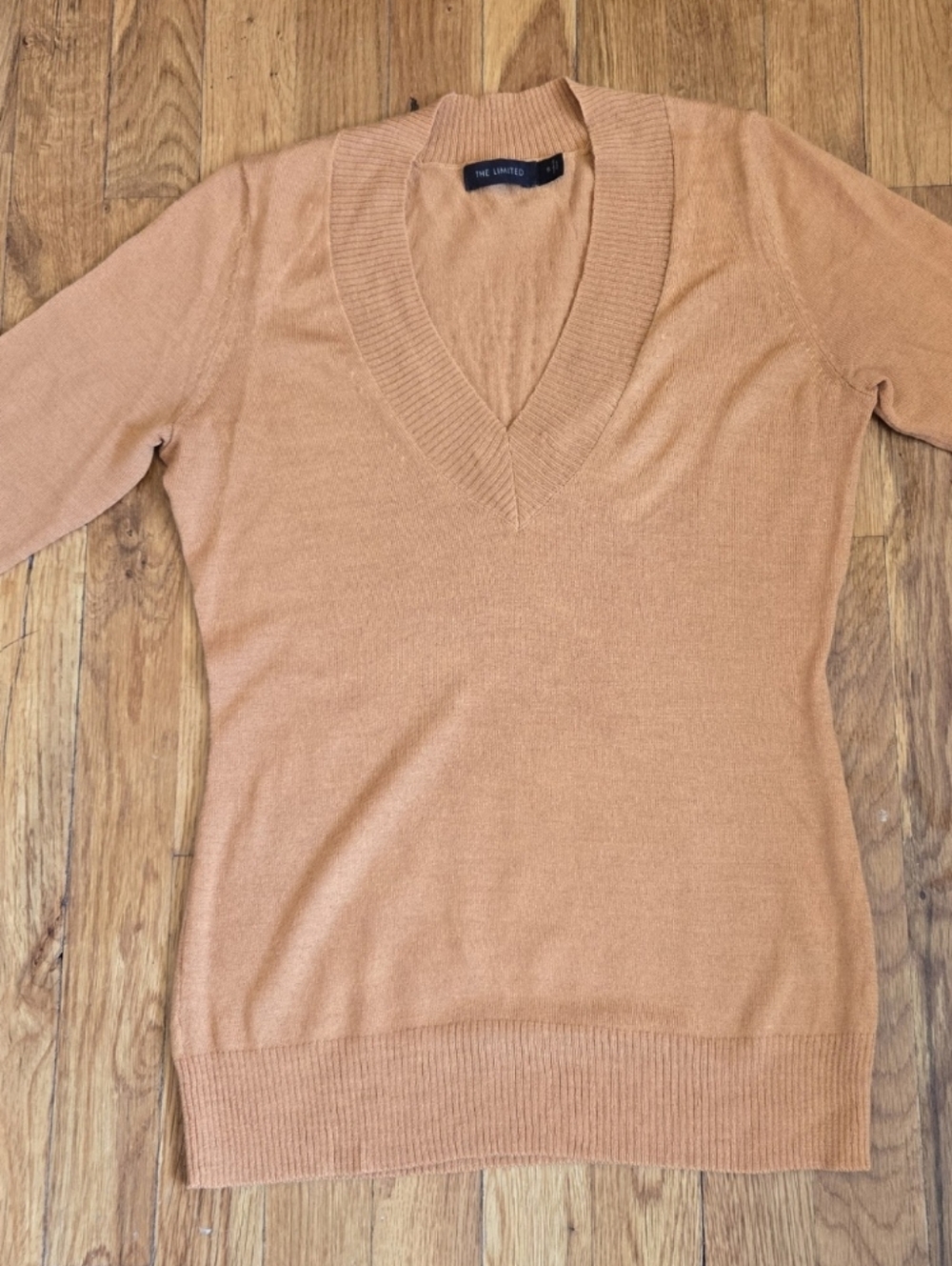 The Limited Mustard Yellow V Neck Pullover Sweater Women's Wool Blend Size S